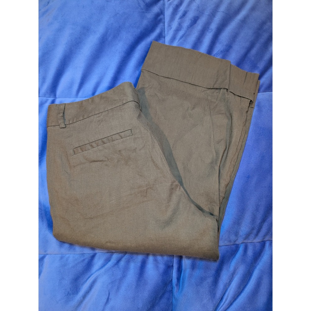 Gianni Bini Capri Pants Womens 4 Brown Linen Blend Cuffed Cropped Trousers
